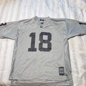 Vintage Randy Moss number 18 Reebok Silver  Raiders NFL Jersey
